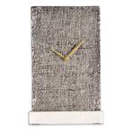 Nieuwe tafelklok zilver op wit marmeren voet - desk clock, Huis en Inrichting, Ophalen of Verzenden, Nieuw, Analoog, Staande klok