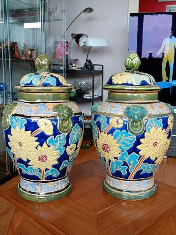 Vases floral asiatique chinois. 1950/70. Paire magnifiques 