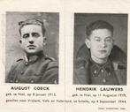 Gesneuvelden 40/45 August Coeck/ Hendrik Lauwers, Verzamelen, Bidprentjes en Rouwkaarten, Ophalen of Verzenden