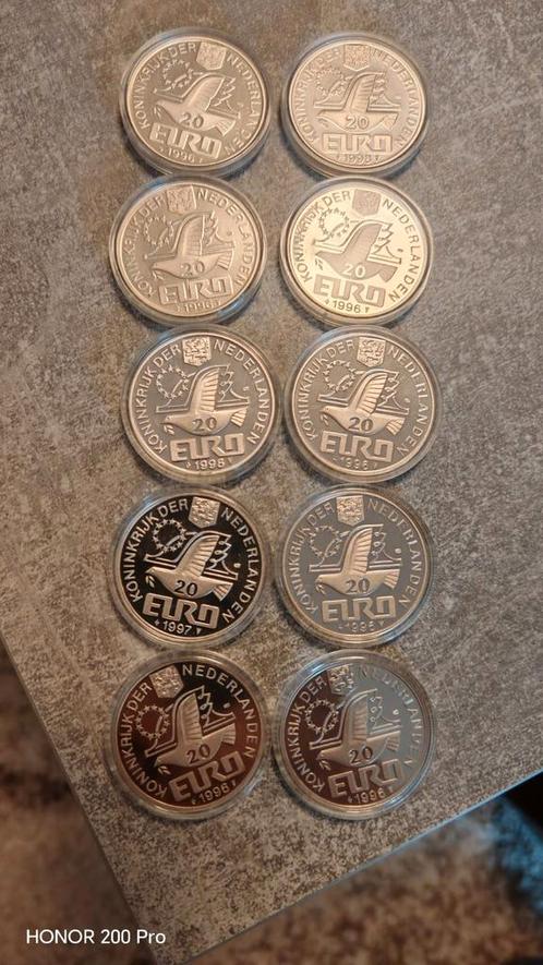 Netherlands,20 euro ,(10 stuk), zilver ,Proof.., Postzegels en Munten, Munten | Nederland, Setje, Euro's, Koningin Beatrix, Zilver