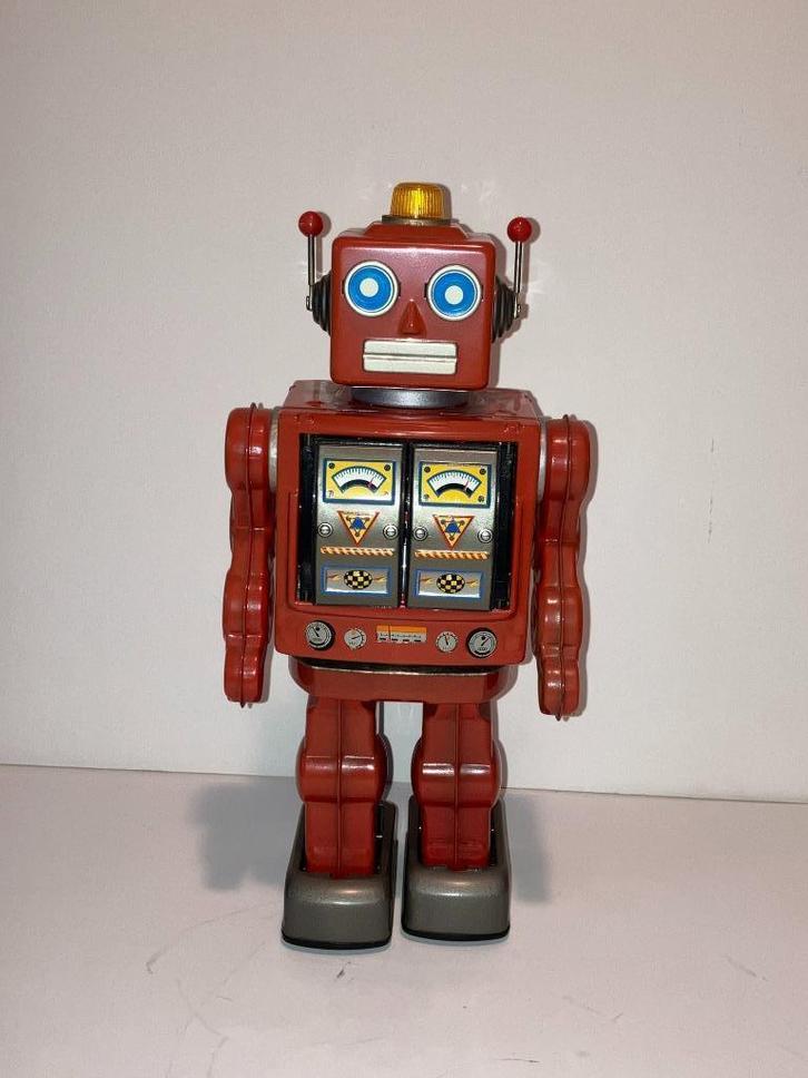 Star Strider-robot in antiek plaatwerk met rode batterijen -, Antiek en Kunst, Antiek | Speelgoed, Ophalen of Verzenden