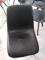Set 4 zwarte stoelen, lederlook, metalen poten - setprijs, Gebruikt, Ophalen