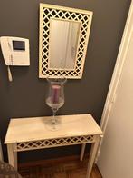 Landelijke Spiegel en wandtafel wit hout, Ophalen, Gebruikt, Landelijk, Rechthoekig