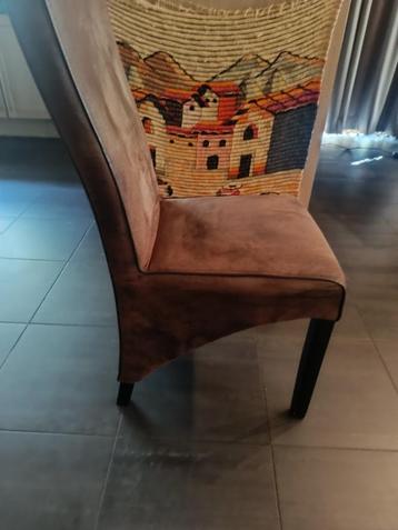 6 suede stoelen, Huis en Inrichting, Stoelen, Ophalen, Gebruikt, Bruin, Rustiek