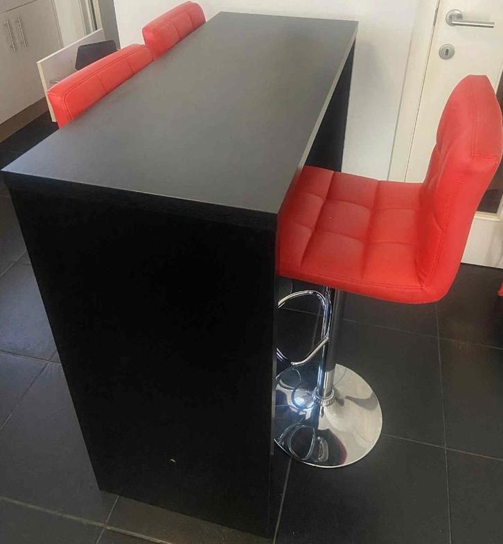 Bartafel met 3 barstoelen – goede staat, Huis en Inrichting, Tafels | Eettafels, Zo goed als nieuw, 50 tot 100 cm, 100 tot 150 cm