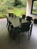 Luxe tuintafel en 6 stoelen van Jati & Kebon, Ophalen, 6 zitplaatsen, Aluminium, Zo goed als nieuw