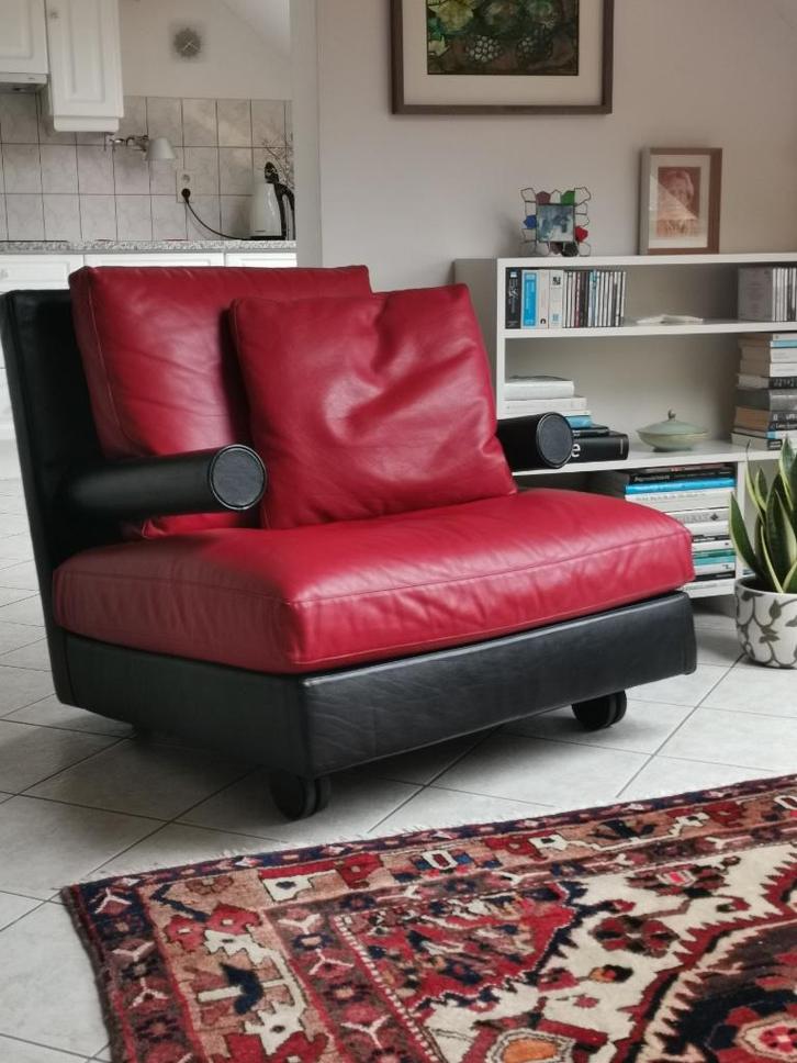 Leren fauteuil, Huis en Inrichting, Zetels | Zetels, Gebruikt, Eenpersoons, 75 tot 100 cm, Leer, Ophalen