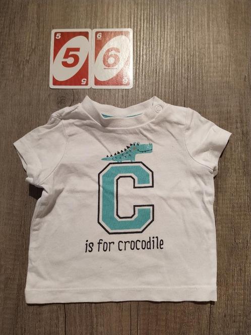 T-shirt korte mouw - Krokodil - Maat 56, Kinderen en Baby's, Babykleding | Maat 56, Zo goed als nieuw, Jongetje of Meisje, Shirtje of Longsleeve