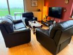 Lederen salon 3-zit en 2 x 1-zit, Huis en Inrichting, Zetels | Zetels, Ophalen, Gebruikt, 150 tot 200 cm, Rechte bank