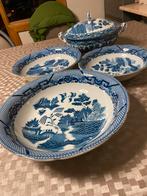 Soepterrine + plat bord + 3 schalen blauw wit, Huis en Inrichting, Keuken | Servies, Ophalen, Zo goed als nieuw, Overige stijlen