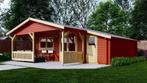 Cabane en rondins de jardin 5x5+2z : 695 x 540 x 265 (h) cm, Goedkooptuinhuis, tuinhuis, blokhut, chalet, terras, overkapping