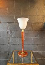 Grande lampe de table en bois et opaline , style Art Déco, Enlèvement ou Envoi