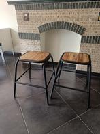 Twee krukken metaal en hout, Ophalen, Zo goed als nieuw, Hout