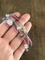 Driedubbele armband met halfedelstenen en parels, Ophalen of Verzenden, Zo goed als nieuw, Paars, Met edelsteen