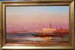 SCHITTEREND 19E-EEUWS SCHILDERIJ - VENETIË, ZONSONDERGANG -, Verzenden