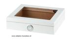 H16 HUMIDOR WIT EDITION GROOT VENSTER MERKHUMIDOR ANGELO, Verzenden, Nieuw, Tabaksdoos of Verpakking