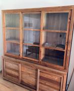 Wandkast: vitrinekast + dressoir Bietini Gent (puur teak), Huis en Inrichting, Kasten | Vitrinekasten, Ophalen, Met deur(en), 200 cm of meer