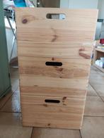 3 stapelbare houten bakken, Ophalen, Gebruikt