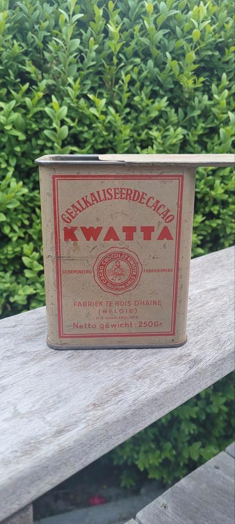 Boîte ancienne de cacao KWATTA – métal vintage – Belgique, Verzamelen, Blikken, Zo goed als nieuw, Ophalen of Verzenden