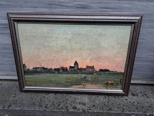 huile sur toile paysage signe emile wauters, Antiek en Kunst, Kunst | Schilderijen | Klassiek, Ophalen of Verzenden