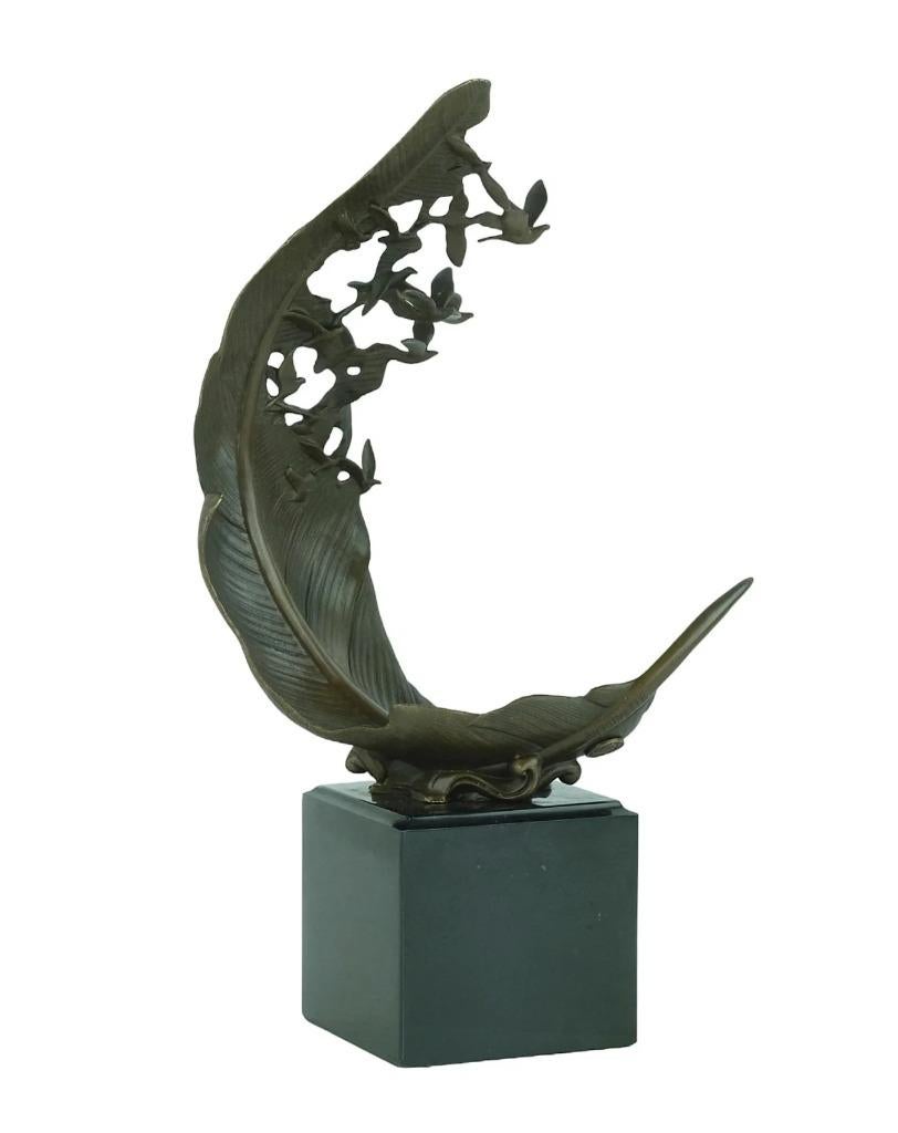 Statue en plume de pigeon en bronze - LIVRAISON GRATUITE, Antiquités & Art, Envoi, Bronze