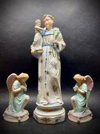 Prachtige Antieke beeld Sint Antonius en 2 engelen, Ophalen of Verzenden