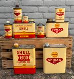 Diverse oude zeldzame SHELL olie blikken, Verzamelen, Ophalen of Verzenden, Gebruikt, Verpakking