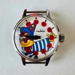 Vintage UMF Ruhla clown / waggle eyes horloge, Staal, Polshorloge, 1960 of later, Ophalen