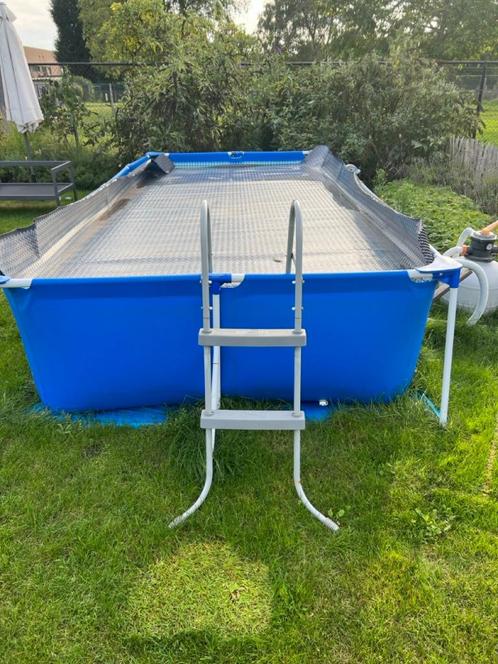 Intex zwembad en zandfilter 4,5m x 2,2m x 0,84m, Tuin en Terras, Zwembaden, Gebruikt, Opzetzwembad, 80 tot 120 cm, 400 cm of meer