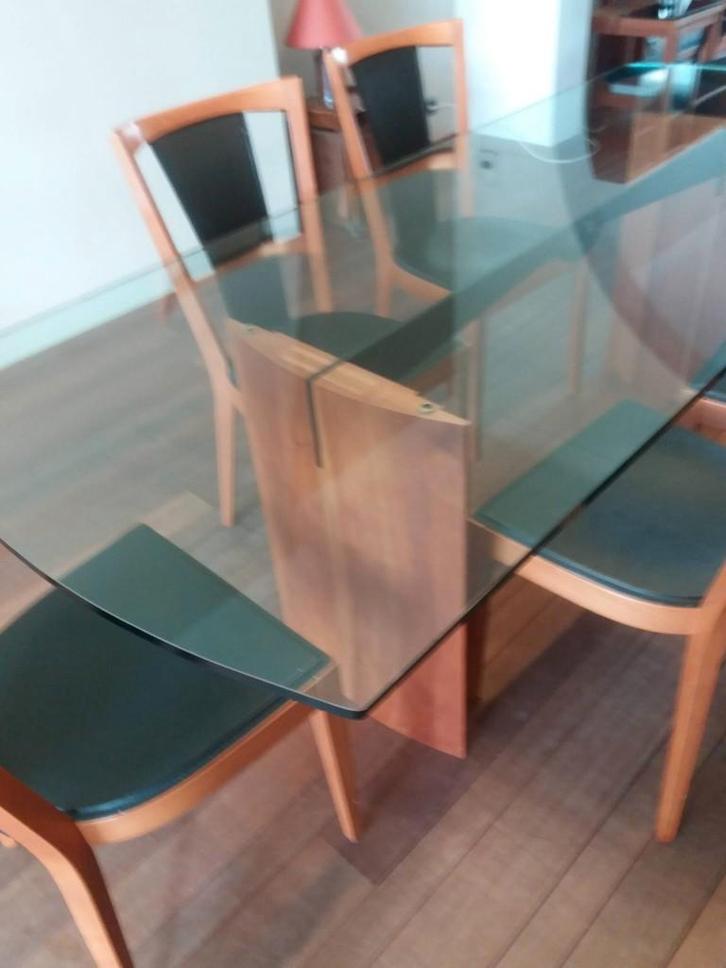table en verre et 8 chaises, Huis en Inrichting, Tafels | Eettafels, Gebruikt, 200 cm of meer, Vijf personen of meer, Rechthoekig