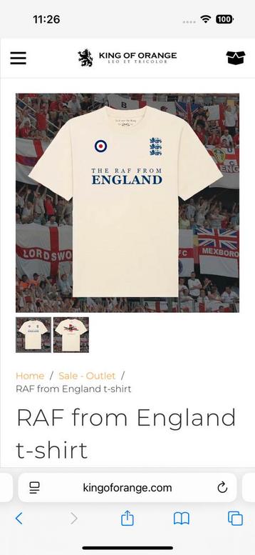 Nieuw RAF target Spitfire England 3 Lions t-shirt L XL beschikbaar voor biedingen