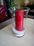 Glazen windlicht met kaars, Ophalen, Wit, Kaars