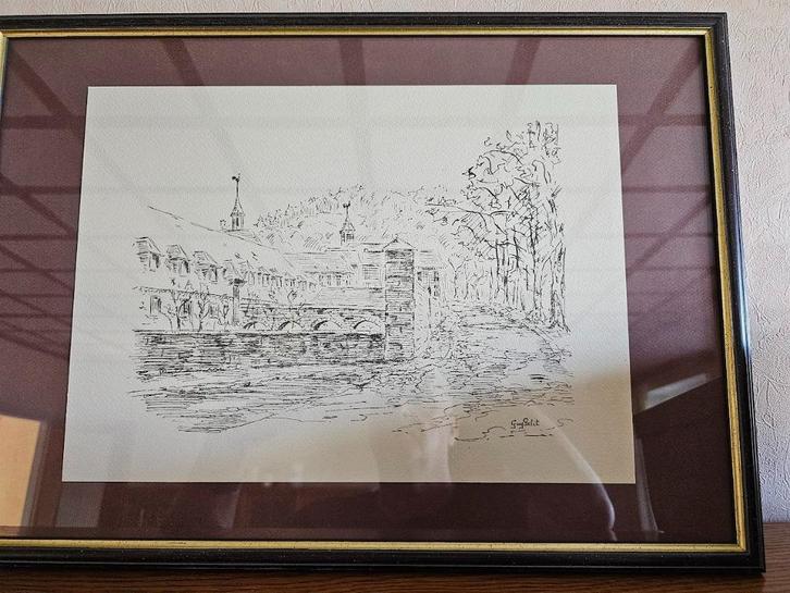 Dessin original à l’encre – signé Guy Gillet, Antiquités & Art, Antiquités | Porcelaine, Enlèvement