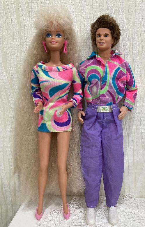 Totally Hair Barbie en Ken uit 1991 met originele outfit, Verzamelen, Poppen, Gebruikt, Fashion Doll, Ophalen of Verzenden