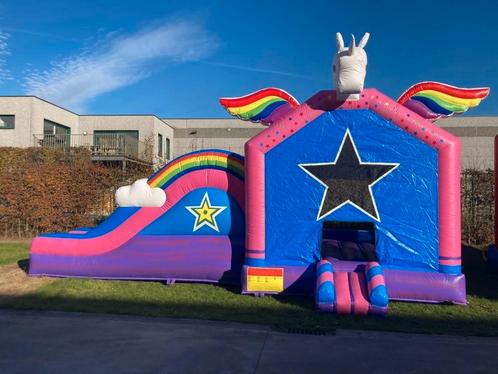 Unicorn dubbele glijbaan, Hobby en Vrije tijd, Feestartikelen | Verhuur, Zo goed als nieuw, Ophalen