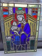 Vintage glas in lood raam, Maria en kind, Ophalen