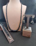 set Hematite Sparkle wrap armband / ketting /2paar oorbellen, Ophalen of Verzenden, Armband