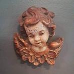 Handgesneden polychrome,houten cherubijn, Ophalen of Verzenden