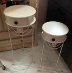 Unieke bijzet tafeltjes creme nude side table nachtkast, Huis en Inrichting, Ophalen, Zo goed als nieuw, Rond, Hout
