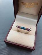 Rhodium ring met titanium veer., Verzenden, Zo goed als nieuw, Dame of Heer, Grijs