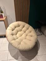 Stoel rotan JORDRUP Ø100 naturel/gebroken witte stof, Huis en Inrichting, Stoelen, Ophalen, Overige kleuren, Nieuw, Rotan