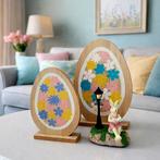 Charmante Paasdecoratie ,  Houten eieren + konijntje, Enlèvement