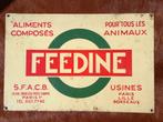 Vintage metalen reclamebord voeders FEEDINE ca 1960, Verzamelen, Reclamebord, Gebruikt, Ophalen of Verzenden