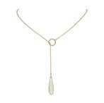 14K goud verguld zilveren lariat ketting met chalcedoon, Handtassen en Accessoires, Kettingen, Nieuw, Ophalen of Verzenden, Met edelsteen