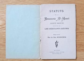 1908 Livret des Statuts de la Brasserie St-Henri - Mouscron  beschikbaar voor biedingen