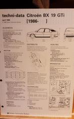 Citroën bx 1,9 gti 1986- technische fiche, Citroën, Enlèvement ou Envoi