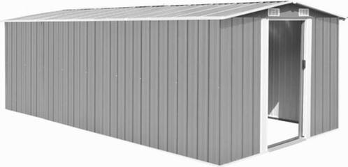 vidaXL - Metalen Tuinschuur - 257x489x181 cm - grijs gecoat, Tuin en Terras, Tuinhuizen, Nieuw, Schuur, Metaal, 500 cm of meer