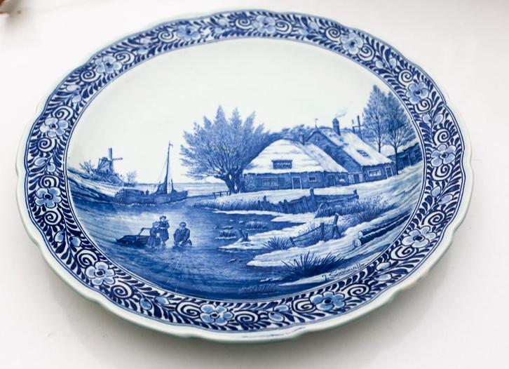Grande assiette décorative Delft, Antiquités & Art, Antiquités | Porcelaine, Enlèvement ou Envoi