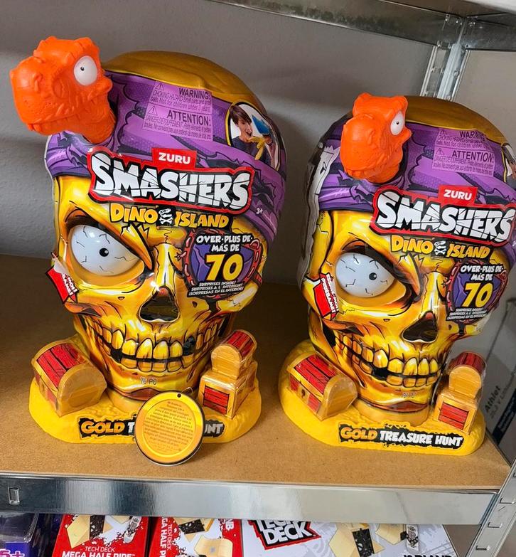 Smashers Dino Island Reuzenschedel Goud - Gold Treasure Hunt, Kinderen en Baby's, Speelgoed | Actiefiguren, Nieuw, Ophalen of Verzenden