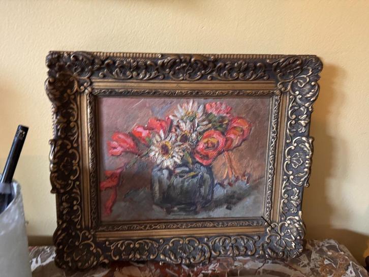 Schilderij bloemen - Antiek - Olieverf, Antiek en Kunst, Kunst | Schilderijen | Klassiek, Ophalen